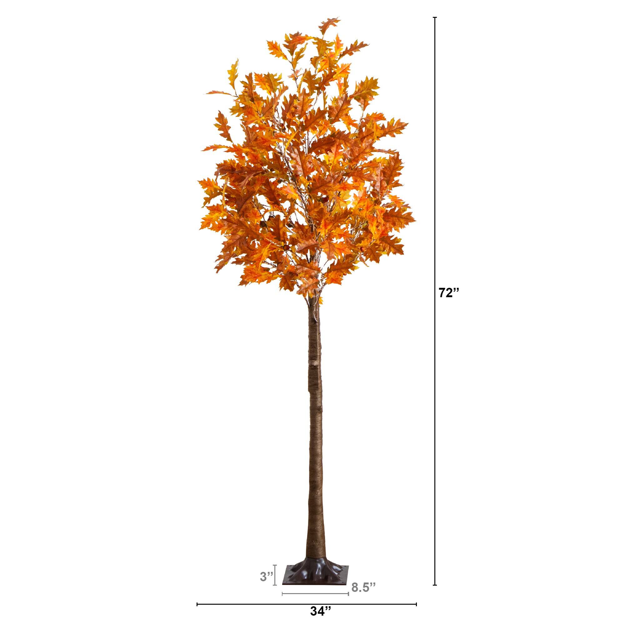 6ft. Pre-Lit Burnt Orange Autumn Maple Artificial Fall Tree with 300 Warm White LED Lights